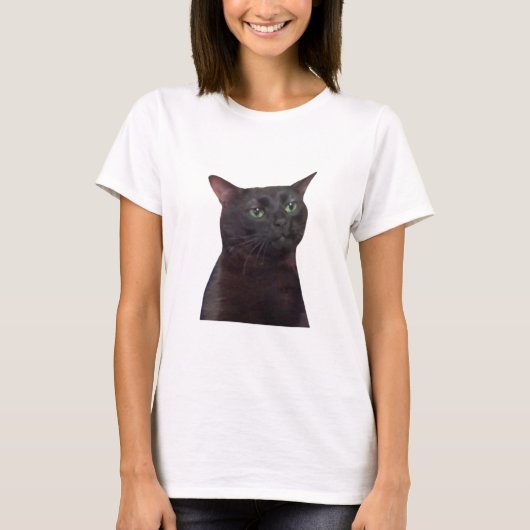 Zoned Out Cat、Black Cat Zoned Outミーム Tシャツ (正面)