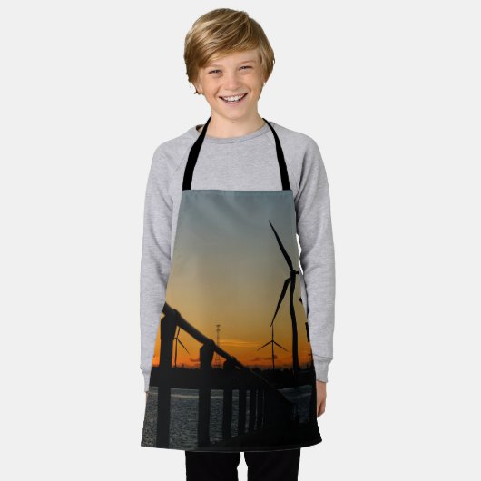 Zonsondergang met windmolen, Rustgevend relaxt. エプロン (着用した状態)