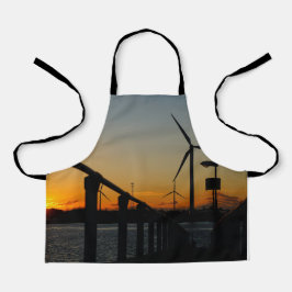 Zonsondergang met windmolen, Rustgevend relaxt. エプロン