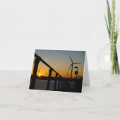 Zonsondergang met windmolen, Rustgevend relaxt. サンキューカード (正面)