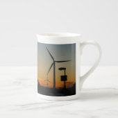 Zonsondergang met windmolen, Rustgevend relaxt. ボーンチャイナマグカップ (右)