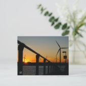 Zonsondergang met windmolen, Rustgevend relaxt. ポストカード (スタンド正面)