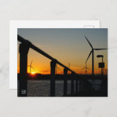 Zonsondergang met windmolen, Rustgevend relaxt. ポストカード (正面/裏面)