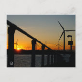 Zonsondergang met windmolen, Rustgevend relaxt. ポストカード (正面)