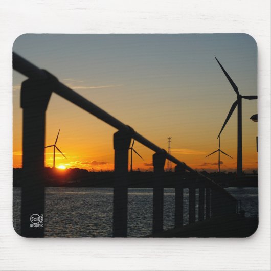 Zonsondergang met windmolen, Rustgevend relaxt. マウスパッド (正面)
