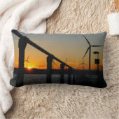Zonsondergang met windmolen, Rustgevend relaxt. ランバークッション (ブランケット)