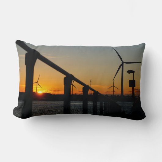 Zonsondergang met windmolen, Rustgevend relaxt. ランバークッション (正面)