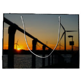 Zonsondergang met windmolen, Rustgevend relaxt. ラージペーパーバッグ (裏面)