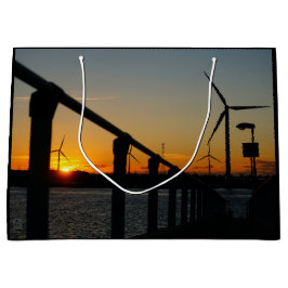 Zonsondergang met windmolen, Rustgevend relaxt. ラージペーパーバッグ