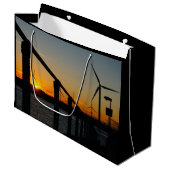 Zonsondergang met windmolen, Rustgevend relaxt. ラージペーパーバッグ (正面アングル)