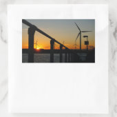 Zonsondergang met windmolen, Rustgevend relaxt. 長方形シール (バッグ)