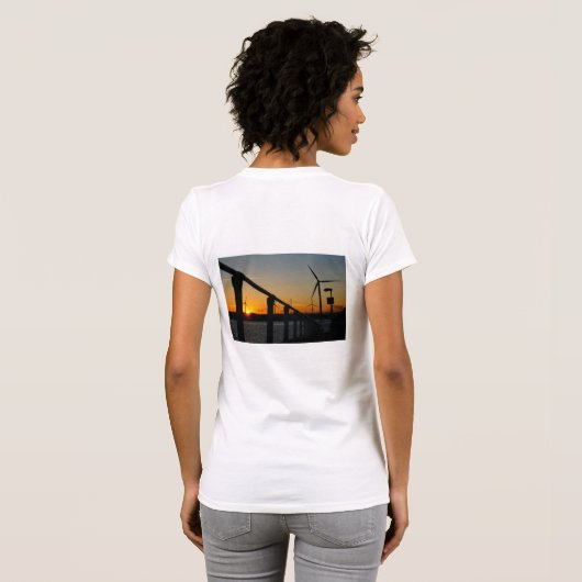 Zonsondergang met windmolen, Rustgevend relaxt. Tシャツ (裏面フル)