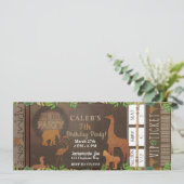 ZOOパーティー茶色の動物の誕生日パーティーチケット 招待状 (スタンド正面)