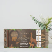 ZOOパーティー茶色の動物の誕生日パーティーチケット 招待状 (スタンド正面)