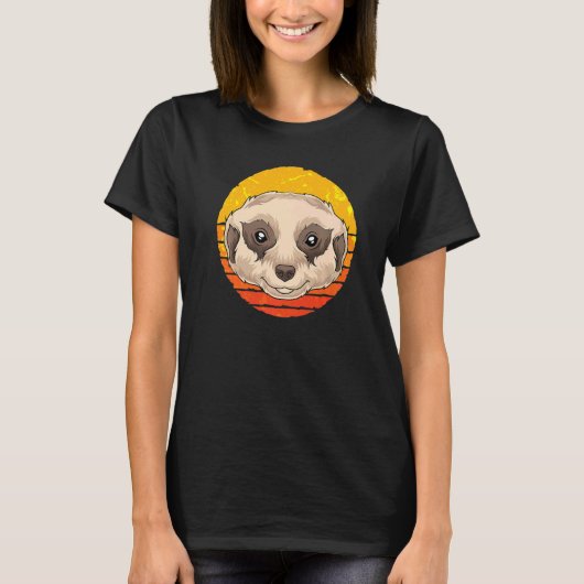 Zoo Animal Africa Safari Retro Meerkat Tシャツ (正面)