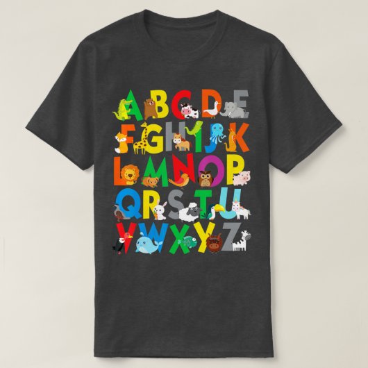 Zoo Animal Alphabet Shirt ABCs 学 for boys g Tシャツ (デザイン正面)