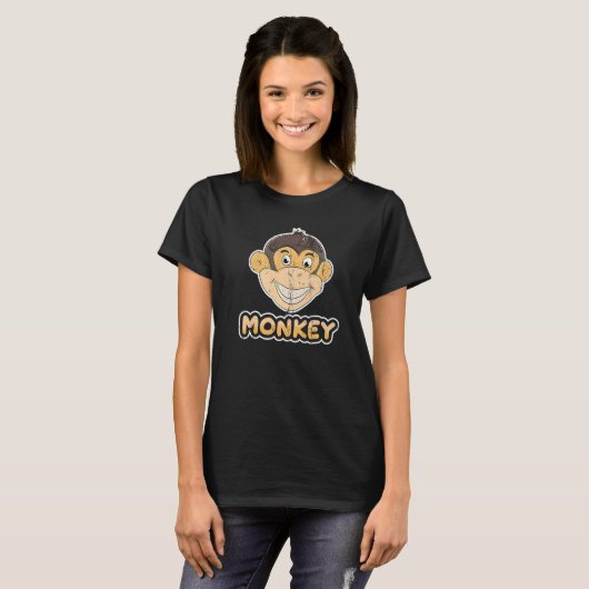 Zoo Animal Monkey  Chimpanzee Cute Monkey Tシャツ (正面フル)