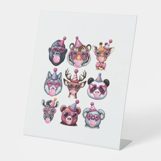 Zoo Animals Birthday Party Wildlife Lovers Boys Gi 台座サイン (正面)