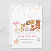 Zoo animals cute first birthday invitation 招待状 (正面)