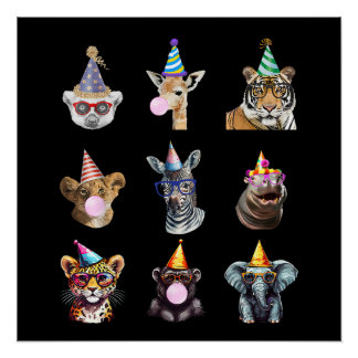 Zoo Animals Wildlife Birthday Party Cute Zoo Day ポスター