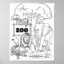 Zoo Art Coloring Art Zoo誕生日ワークシートActivi ポスター