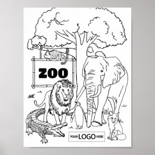 Zoo Art Coloring Art Zoo誕生日ワークシートActivi ポスター