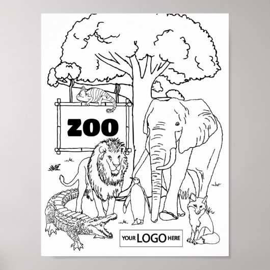 Zoo Art Coloring Art Zoo誕生日ワークシートActivi ポスター (正面)