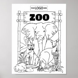 Zoo Art Coloring Art Zoo誕生日ワークシートActivi ポスター