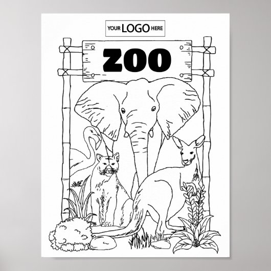 Zoo Art Coloring Art Zoo誕生日ワークシートActivi ポスター (正面)