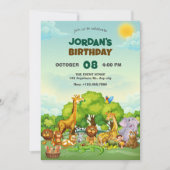 Zoo cartoon cute animals  招待状 (正面)