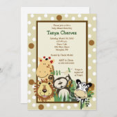 ZOO CREWジャングルサファリベイビーシャワー5x7 招待状 (正面/裏面)