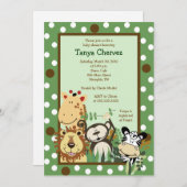 ZOO CREWジャングルサファリベイビーシャワー5x7 招待状 (正面/裏面)