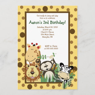 ZOO CREWジャングルサファリ誕生日招待状5 x 7 招待状