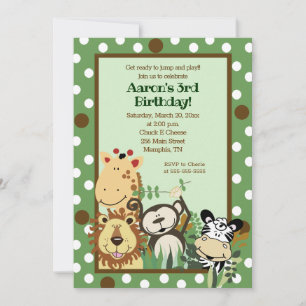ZOO CREWジャングルサファリ誕生日招待状5 x 7 招待状