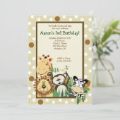 ZOO CREWジャングルサファリ誕生日招待状5 x 7 招待状 (スタンド正面)