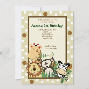 ZOO CREWジャングルサファリ誕生日招待状5 x 7 招待状