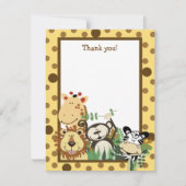 ZOO CREW Yellow Animals Flat Thank you note ノートカード (正面)