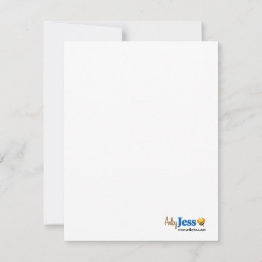 ZOO CREW Yellow Animals Flat Thank you note ノートカード (裏面)