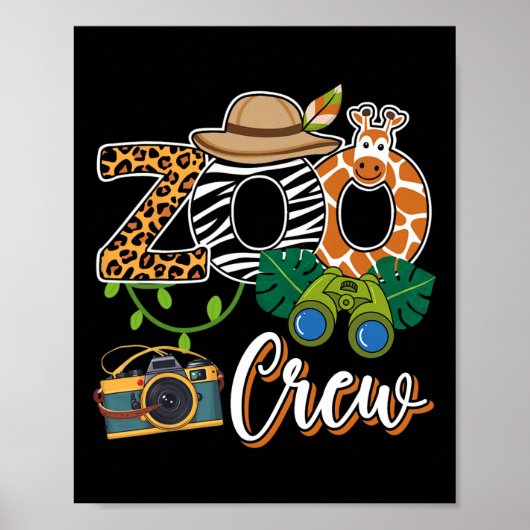 Zoo Giraffe Crew Safari Animal Zoo Keeper Kids Fie ポスター (正面)