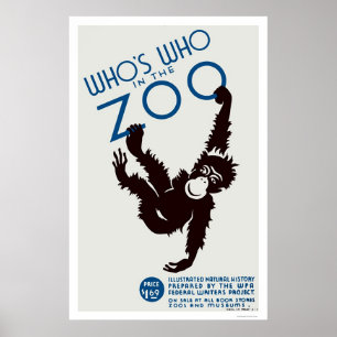 Zoo Guide Monkey 1937 WPA ポスター