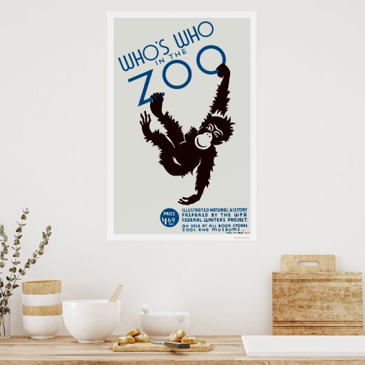 Zoo Guide Monkey 1937 WPA ポスター (キッチン)