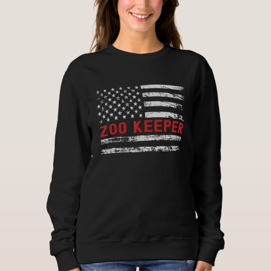 Zoo Keeper USA Flag Profession Retro Job Title スウェットシャツ (正面)