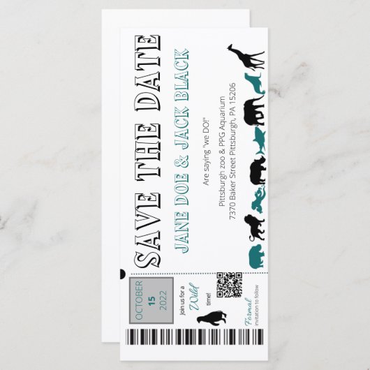 Zoo Save the Date招待状 (正面/裏面)