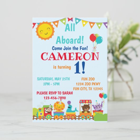 Zoo Train 1st誕生日 招待状 (スタンド正面)