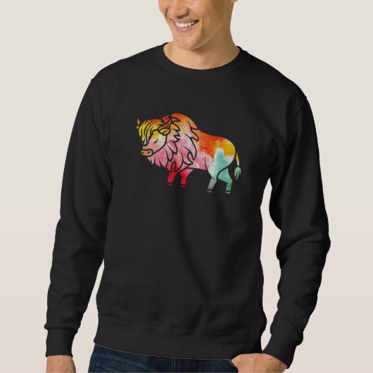 Zoo Wildlife Animal  Zookeeper Buffalo Bison Color スウェットシャツ (正面)