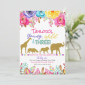 Zoo Young Wild & Three Girls Safari 3回目の誕生日 招待状 (スタンド正面)
