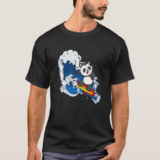 Zookeeping Surfing Wildlife Animal Panda Bear Surf Tシャツ (正面)