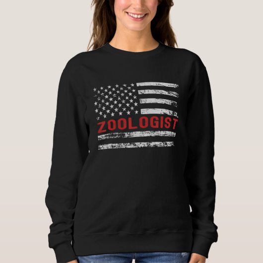 Zoologist USA Flag Profession Retro Job Title スウェットシャツ (正面)