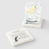 Zoomミーティングワインチップおもしろい引用文と猫 ストーンコースター (横)