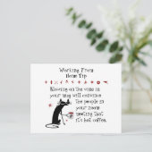 Zoomミーティングワインチップおもしろい引用文と猫 ポストカード (スタンド正面)